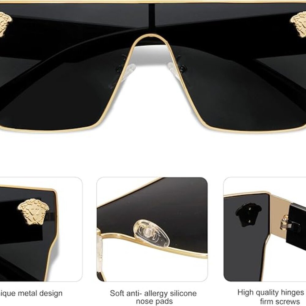 New Oversized Square Shield Polarized Lens Sunglasses - Picture 7 of 8